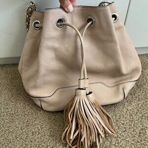 Rebecca Minkoff Cream Leather Purse Tassels Grommets